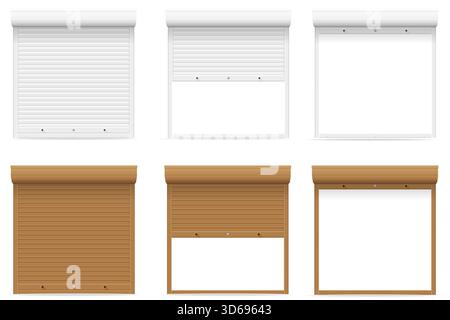 window roller blinds rolling shutters cartoon stock vector illustration isolated on white background Stock Photo