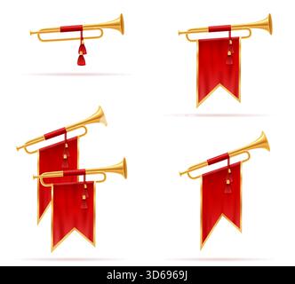 royal king golden horn trumpet cartoon stock vector illustration isolated on white background Stock Vector