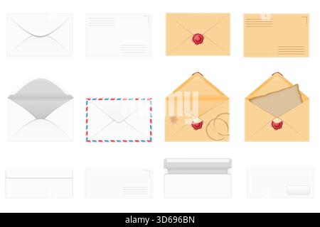 envelopes for sending letters cartoon stock vector illustration isolated on background Stock Vector