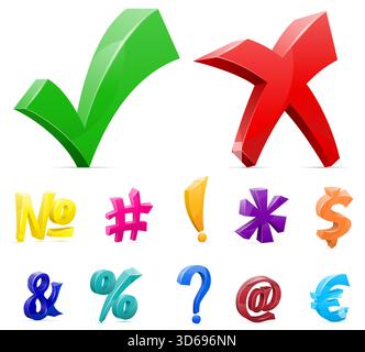 mark sign symbol graphic elements for design cartoon stock vector illustration isolated on white background Stock Vector
