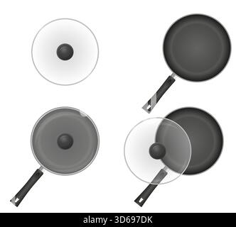 frying pan with lid cartoon stock vector illustration isolated on white background Stock Vector