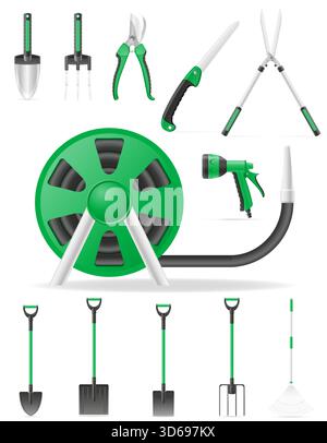 garden tools eguipments and items cartoon stock vector illustration isolated on white background Stock Vector