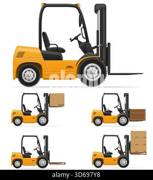forklift lift truck for loading cargo cartoon stock vector illustration isolated on white background Stock Vector