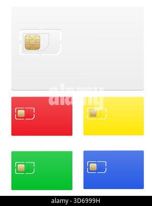 plastic sim card colour cartoon stock vector illustration isolated on white background Stock Vector