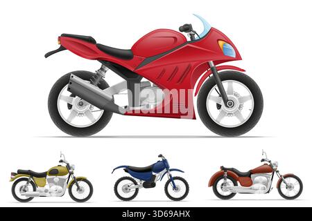 motorcycle motorbike two wheeled transport cartoon stock vector illustration isolated on white background Stock Vector