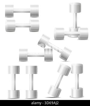 metal dumbbell workouts for sports fitness cartoon stock vector illustration isolated on white background Stock Vector