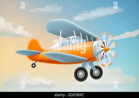 retro aircraft vintage airplane old plane vector illustration vector illustration isolated on white background Stock Vector