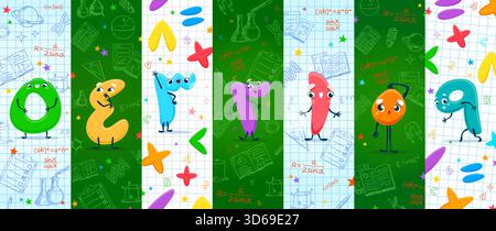 Arabic numbers or numeral characters. Cartoon vector numeric system ...