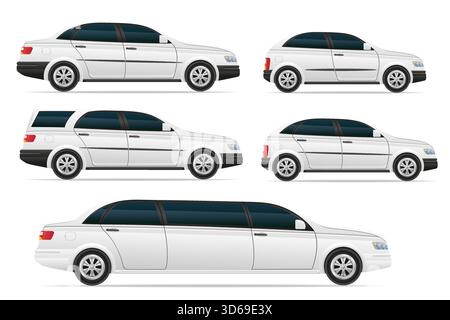passenger cars with different bodies cartoon stock vector illustration isolated on white background Stock Vector
