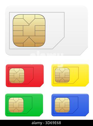 plastic sim card colour cartoon stock vector illustration isolated on white background Stock Vector