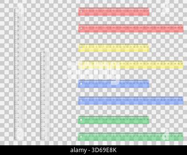school transparent colored ruler cartoon stock vector illustration isolated on background Stock Vector