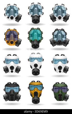 protective respirator gas mask cartoon stock vector illustration isolated on white background Stock Vector