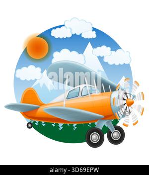 retro aircraft vintage airplane old plane vector illustration vector illustration isolated on white background Stock Vector