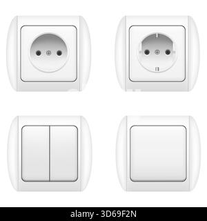 socket and switch electric cartoon stock vector illustration isolated on white background Stock Vector