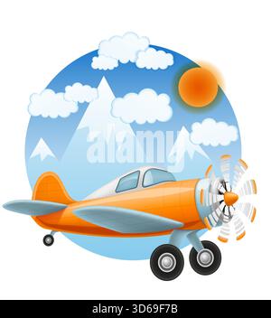 retro aircraft vintage airplane old plane vector illustration vector illustration isolated on white background Stock Vector