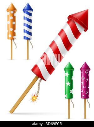 celebration holiday rocket salute cartoon stock vector illustration isolated on white background Stock Vector