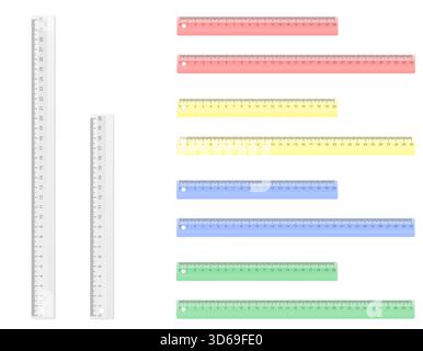 school transparent colored ruler cartoon stock vector illustration isolated on background Stock Vector