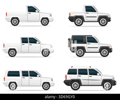 suv car jeep off road 4x4 veshicle cartoon stock vector illustration isolated on white background Stock Vector