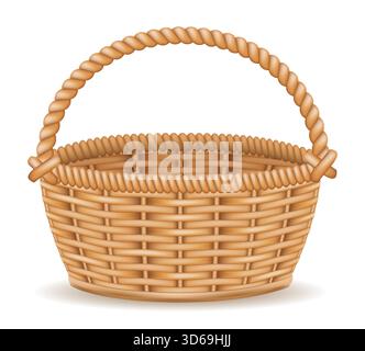 wicker basket vector illustration isolated on white background Stock Vector