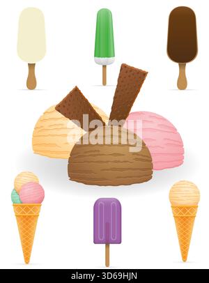 various ice cream cartoon stock vector illustration isolated on white background Stock Vector
