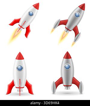 old space rocket retro spaceship cartoon stock vector illustration isolated on white background Stock Vector