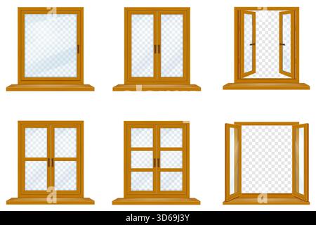 old retro vintage obsolete window madeof wooden cartoon stock vector illustration isolated on white background Stock Vector