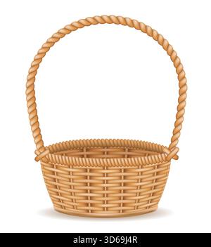 wicker basket vector illustration isolated on white background Stock Vector