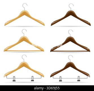 wooden clothes hanger cartoon stock vector illustration isolated on white background Stock Vector