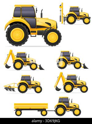 tractor bulldozer transport equipment for repair construction and agricultural work cartoon stock vector illustration isolated on white background Stock Vector