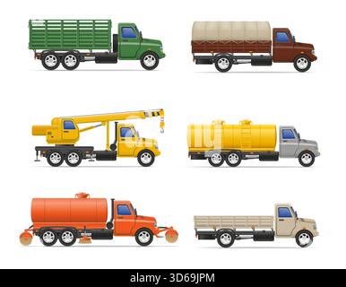 truck cargo freight delivery car cartoon stock vector illustration isolated on white background Stock Vector