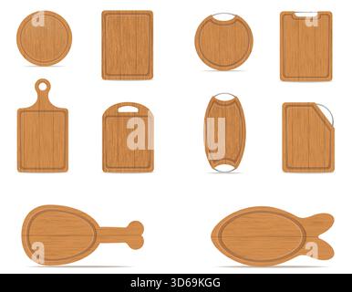 wooden cutting board cartoon stock vector illustration isolated on white background Stock Vector