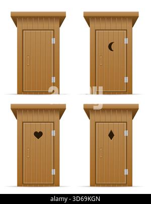 outdoor toilet made of wooden cartoon stock vector illustration isolated on white background Stock Vector