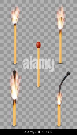 wooden burnt matches cartoon stock vector illustration isolated on white background Stock Vector