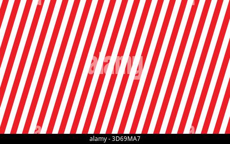 Striped candy cane seamless pattern for Christmas or New Year decoration, red and white diagonal stripes background Stock Vector
