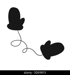 Christmas, winter icon. Silhouettes. Mitten. Designs for riddles and educational activities for children. Icon, badge, sign sticker pin Stock Vector