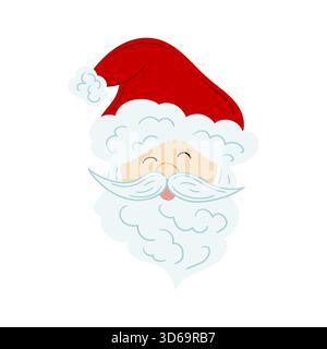 Christmas icon. Santa. Flat illustrations. Design for postcards, flyers, banners, and interior design. Icon, badge sign sticker pin logo Stock Vector
