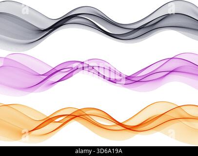 Soft Gold Smoke Gradient Transparent Wave Background. Colorful Flowing Wavy Lines isolated on white background. Stock Vector