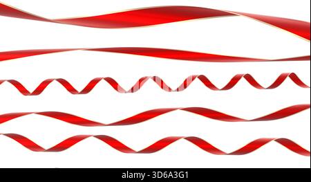 Red satin ribbons 3d isolated background Stock Photo