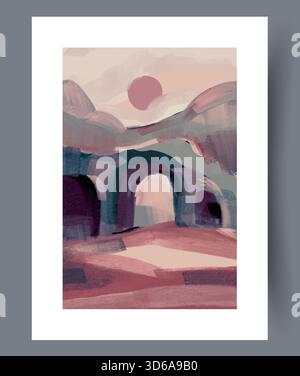 Calm desert view featuring soft hues and historic formations Stock Vector