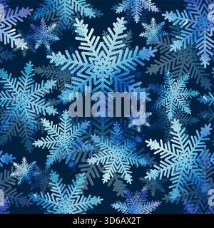 Seamless watercolor snowflake on a dark background hand drawing. Not AI, Vector illustrations Stock Vector