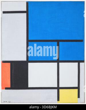 Composition with Large Red Plane, yellow, black, grey and blue