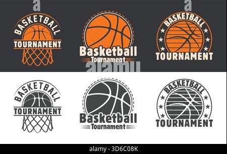 Basketball tournament t shirt design, Basketball tournament svg, Basketball logo, Basketball t-shirt design, Grunge basketball t-shirt vector. Stock Vector