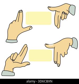 two hands framing a scene with blank space illustration vector hand drawn with black lines Stock Vector