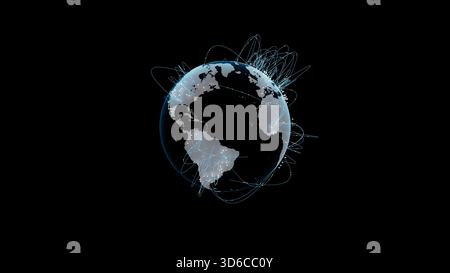 Global Digital Network Connection and Data Exchange on Planet Earth. 3d rendering Stock Photo