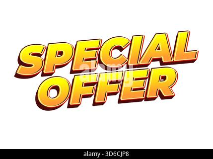 Bold text graphic featuring the words special offer in a vibrant yellow and orange color scheme, suitable for promotional materials Stock Vector