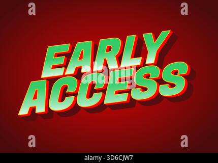 A bold and colorful graphic text design featuring the words Early Access in a three dimensional style with a red background. Stock Vector