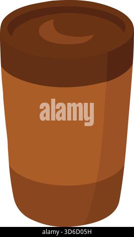 Stylized hot chocolate or mocha in a tall takeout cup with a dark swirl on top. Stock Vector