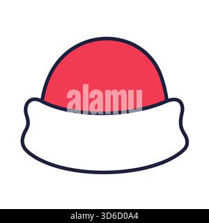 Santa Claus hat vector illustration. Outline doodle style Christmas decoration, festive icon for design. Hand drawn Cartoon illustration Stock Vector