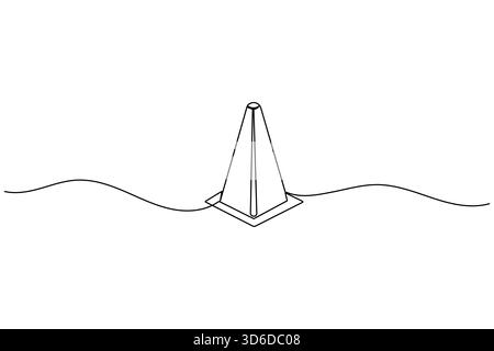 Traffic cone continuous line drawing and minimalist style isolate outline vector icon Stock Vector