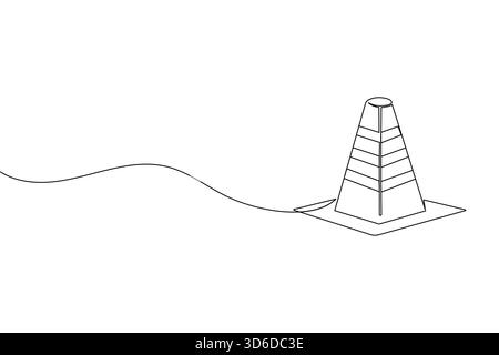 Traffic cone continuous line drawing and minimalist style isolate outline vector icon Stock Vector